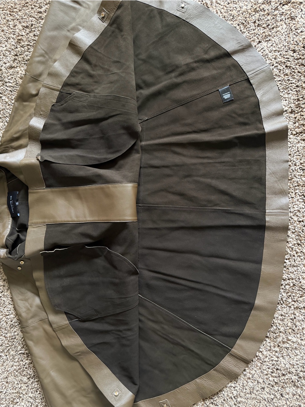 Lafayette 148 Leather Cape Poncho Pullover Brown One Size - Picture 8 of 12
